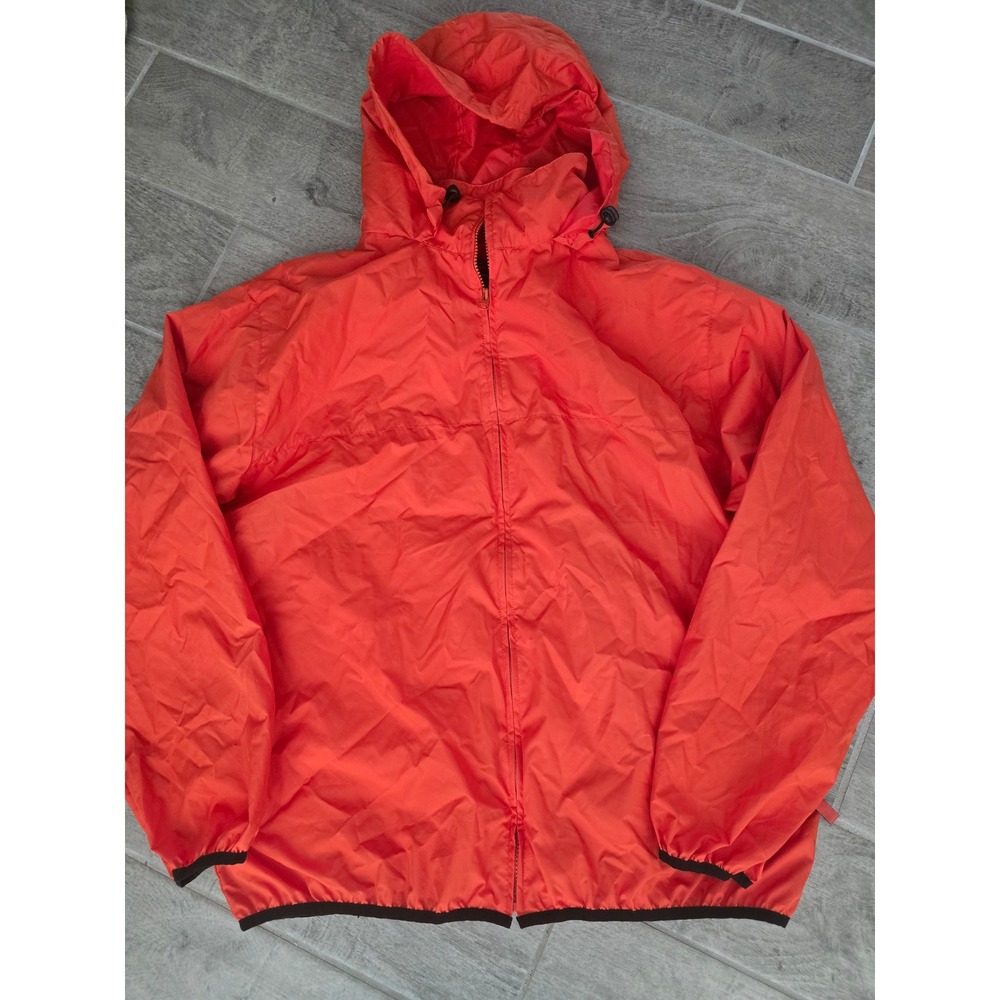 IZOD XFG Mens Orange Packable Windbreaker‎ Jacket Hooded Full Zip Size Large